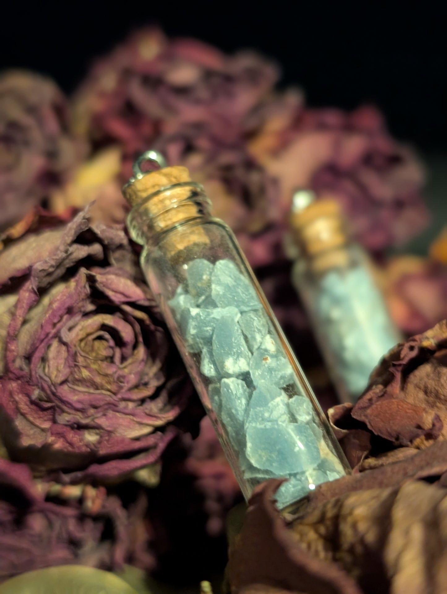 CRUSHED BLUE LACE AGATE VIAL NECKLACE