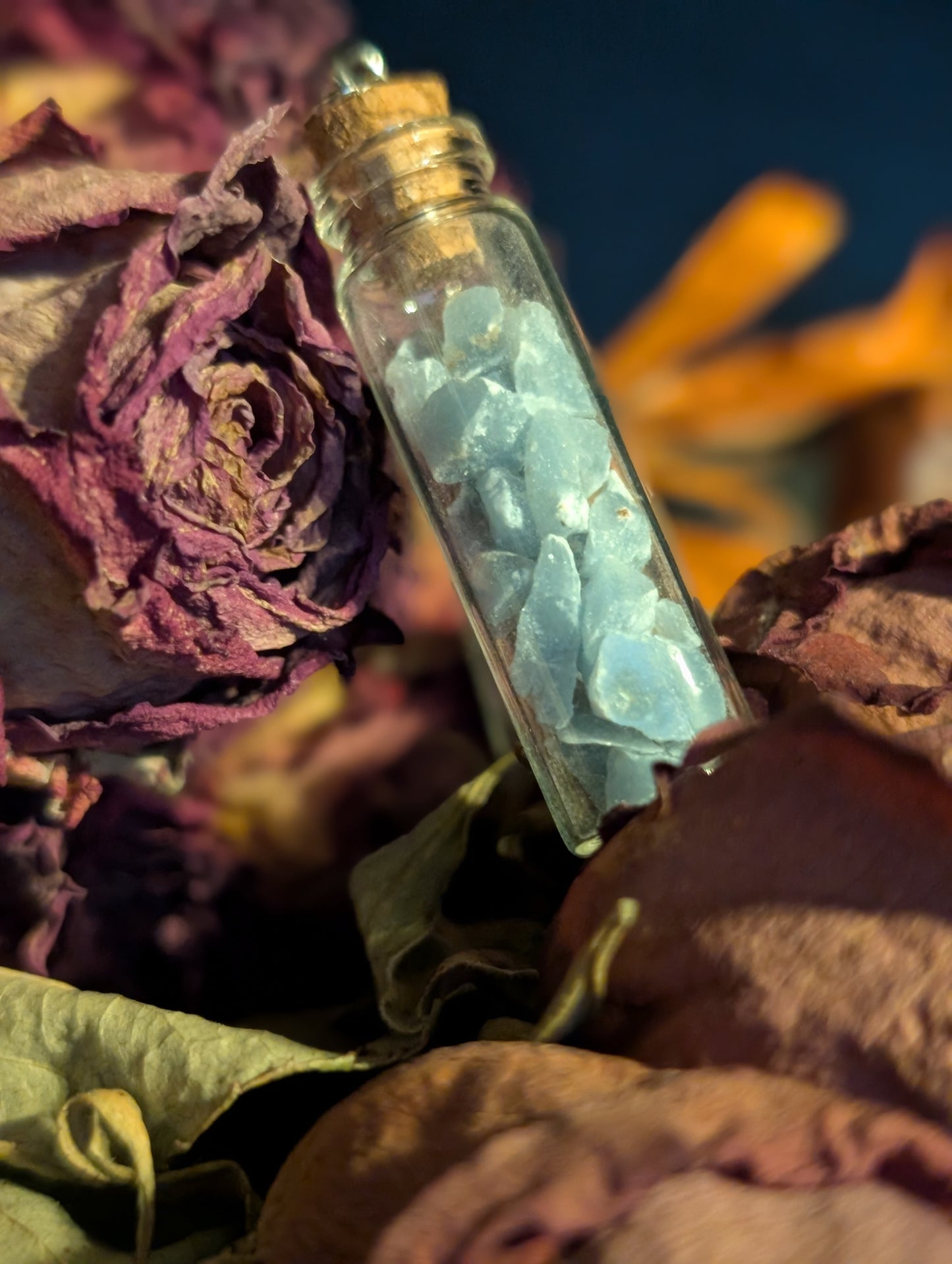 CRUSHED BLUE LACE AGATE VIAL NECKLACE