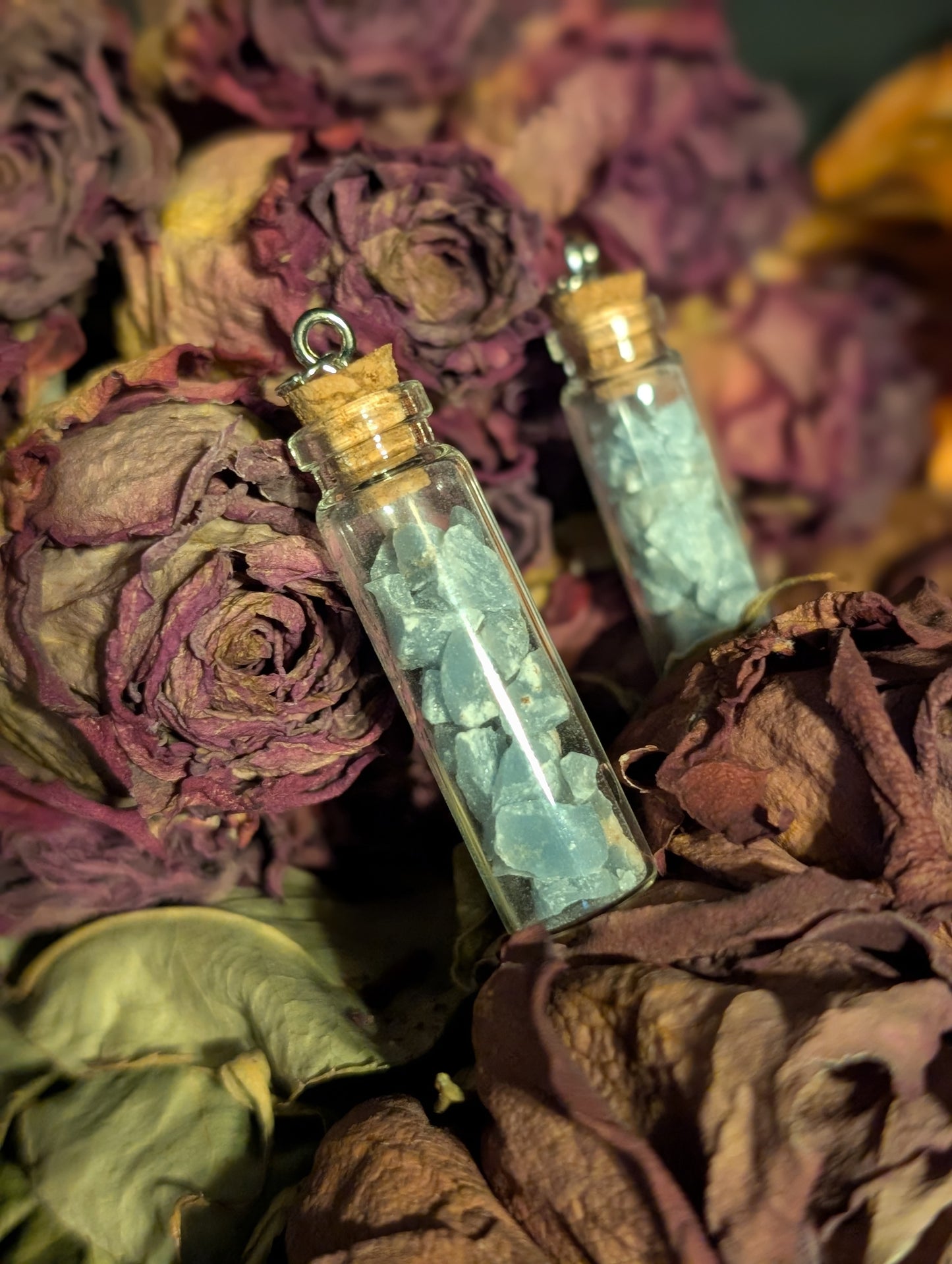 CRUSHED BLUE LACE AGATE VIAL NECKLACE