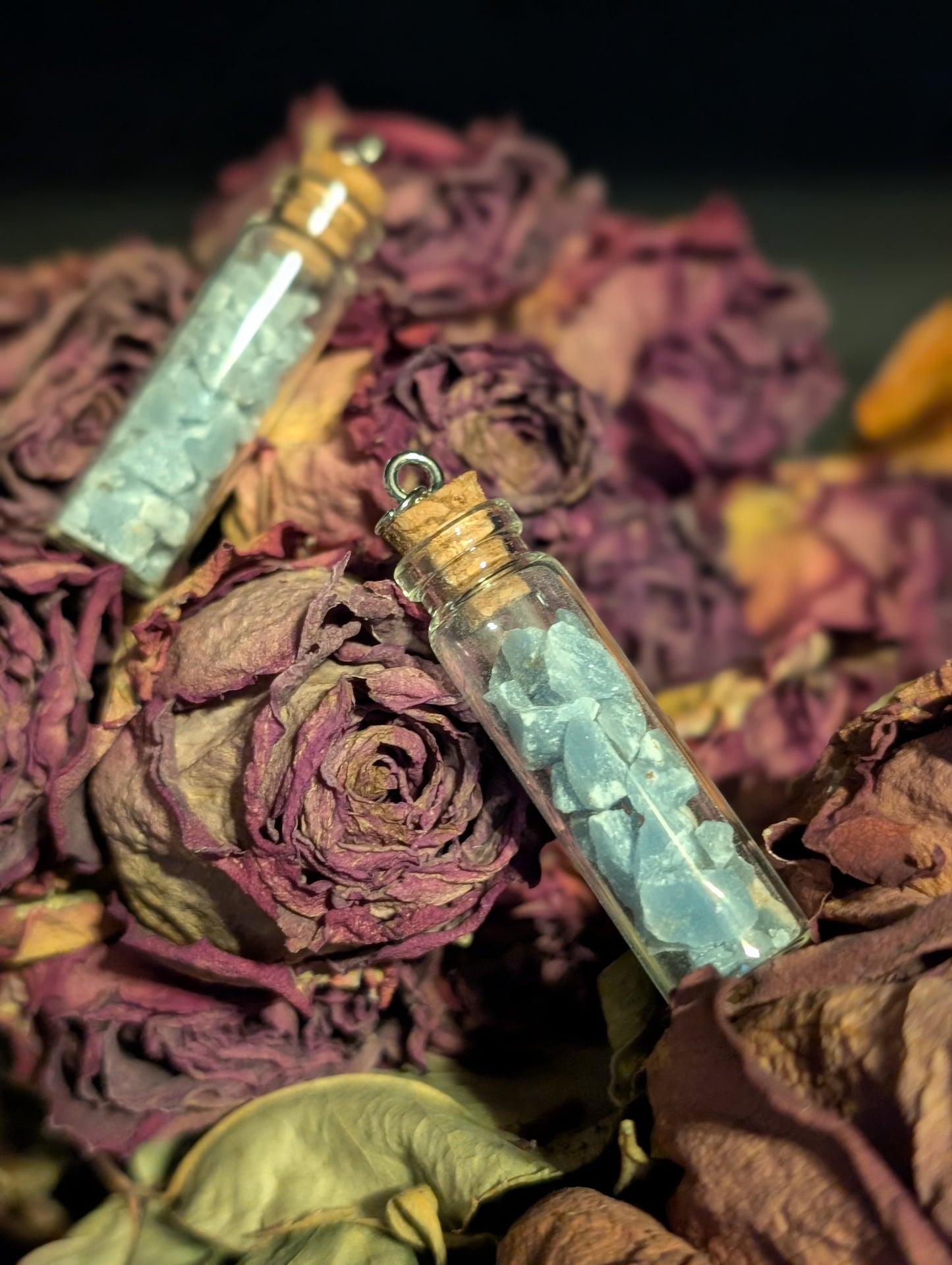 CRUSHED BLUE LACE AGATE VIAL NECKLACE