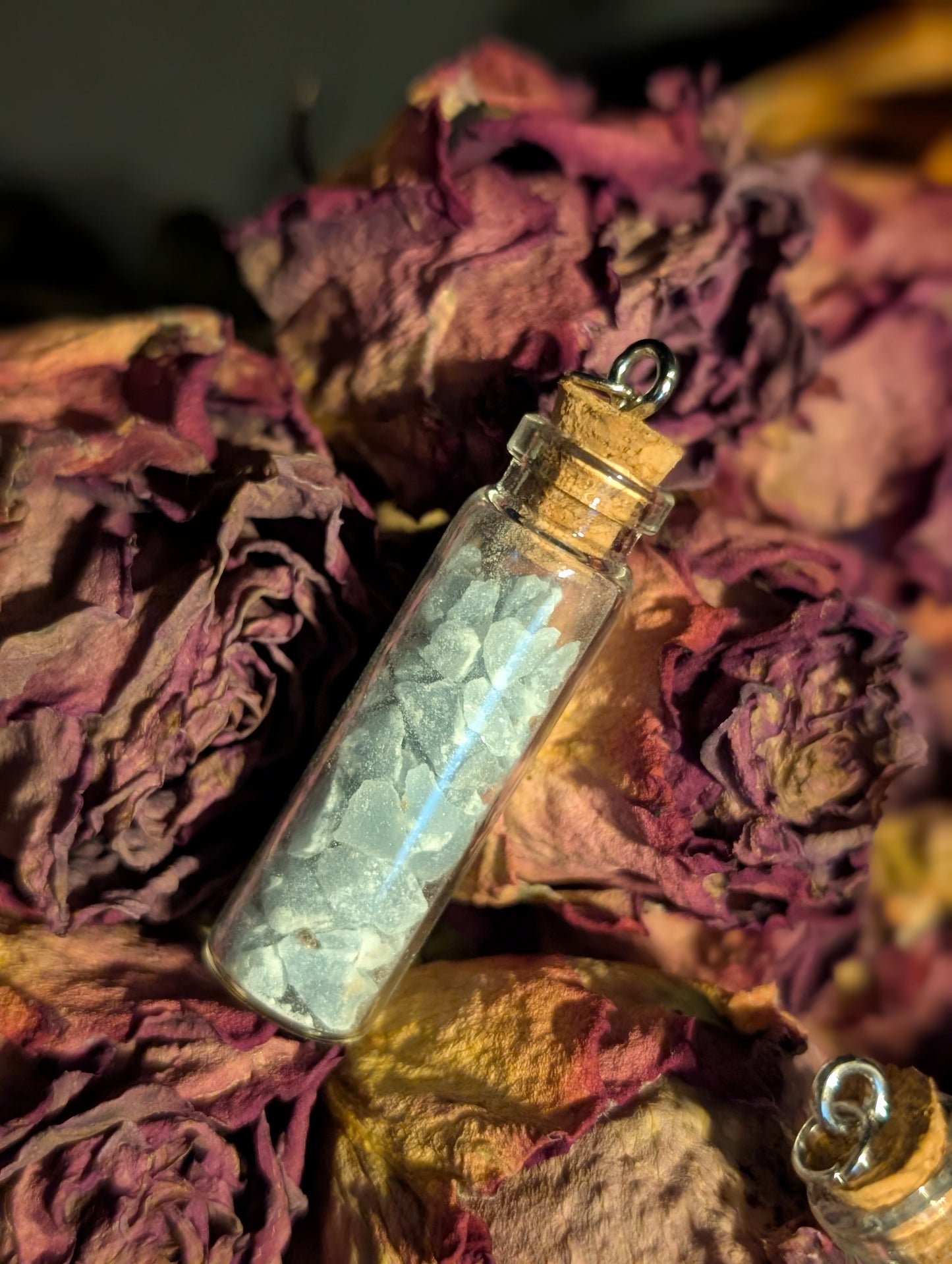 CRUSHED BLUE LACE AGATE VIAL NECKLACE
