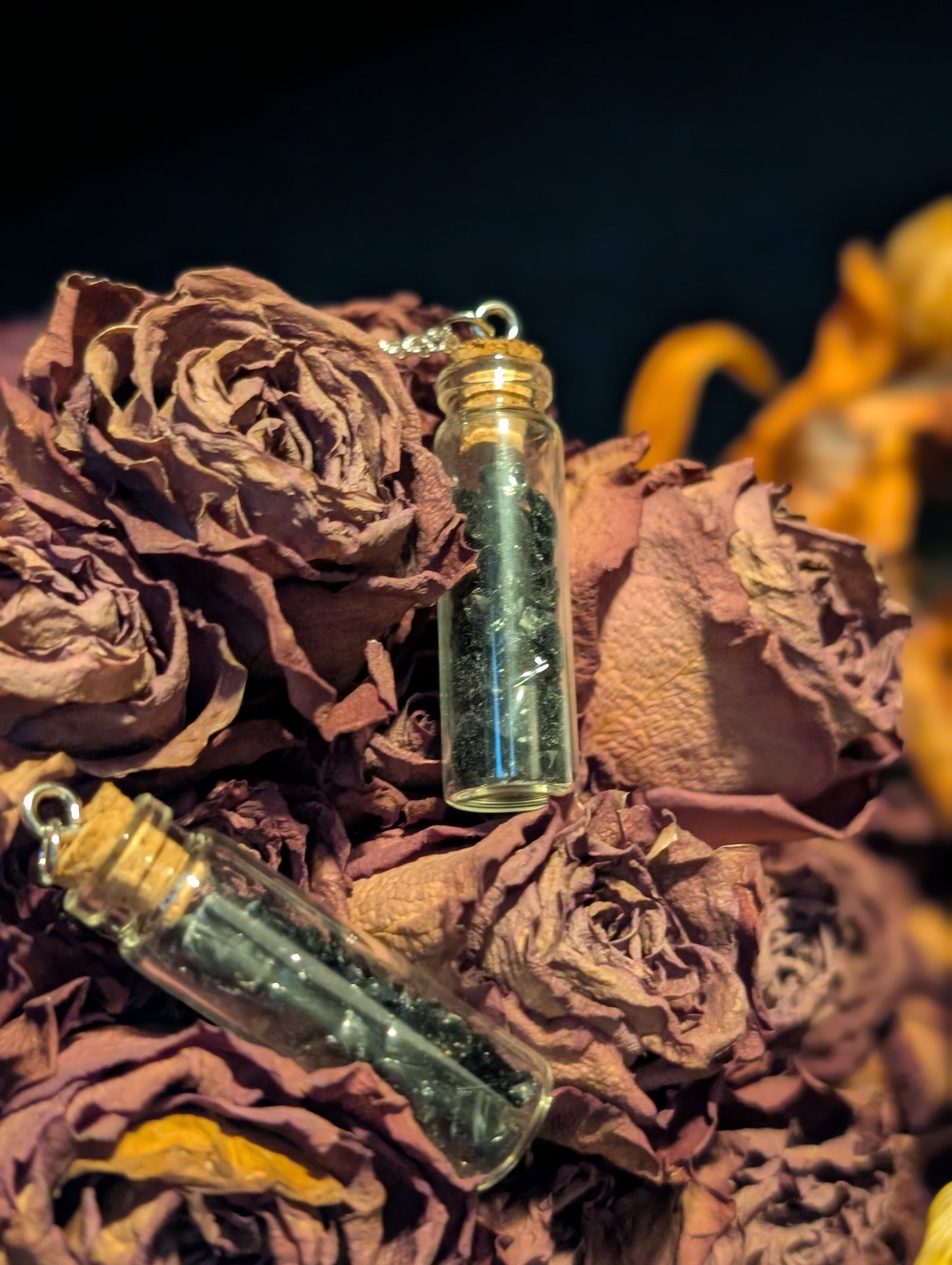 CRUSHED OBSIDIAN VIAL NECKLACE