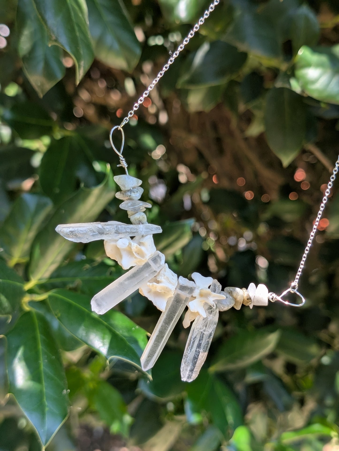 Possum spine crystal necklace #2