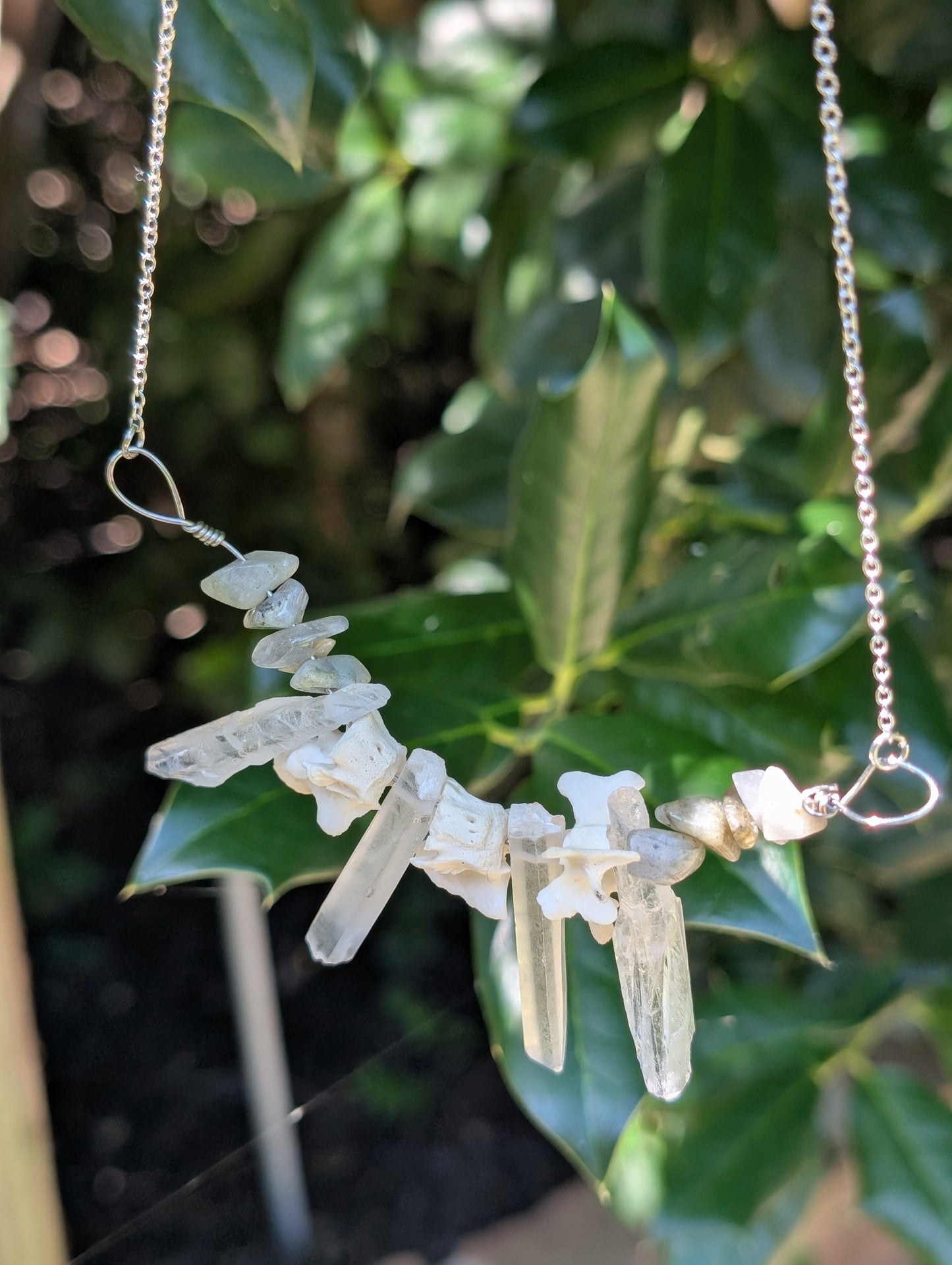 Possum spine crystal necklace #2