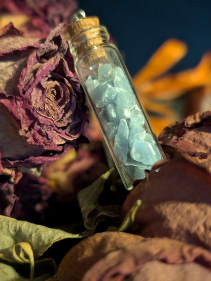 CRUSHED BLUE LACE AGATE VIAL NECKLACE