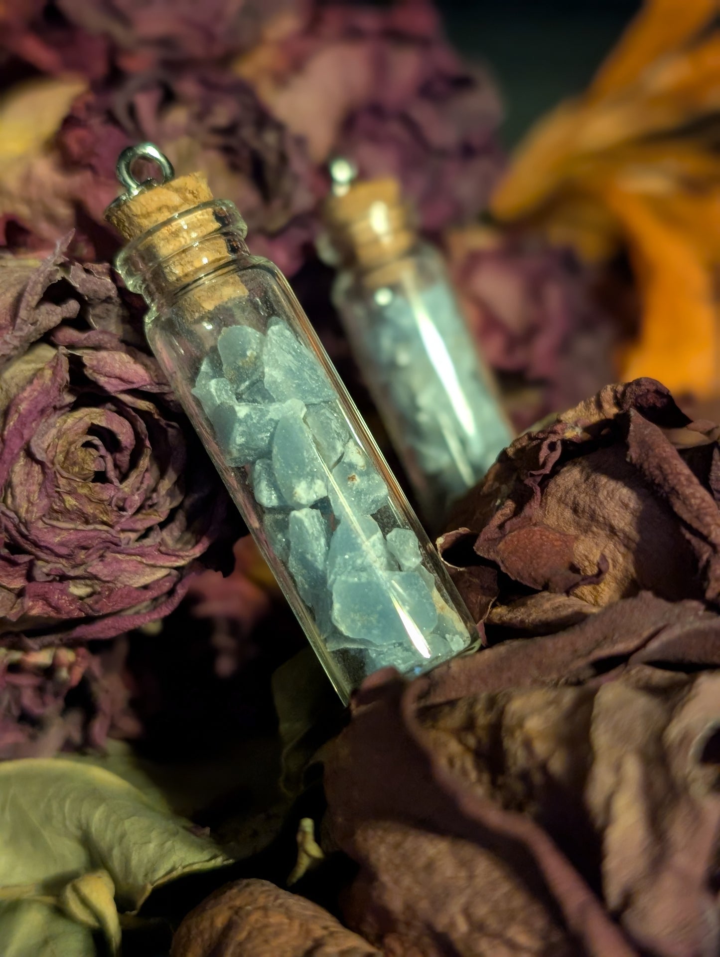 CRUSHED BLUE LACE AGATE VIAL NECKLACE