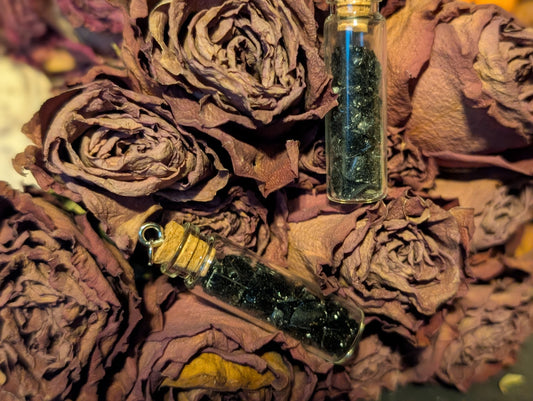 CRUSHED OBSIDIAN VIAL NECKLACE